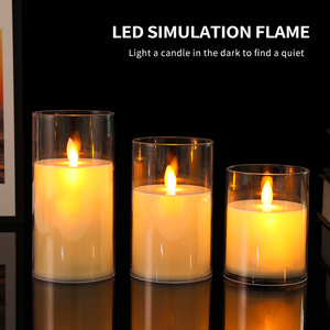 Bougies en verre <span class=keywords><strong>LED</strong></span> sans flamme avec mèche dansante scintillante bougies de chauffe-plat à piles bougies scintillantes - Product Image 3