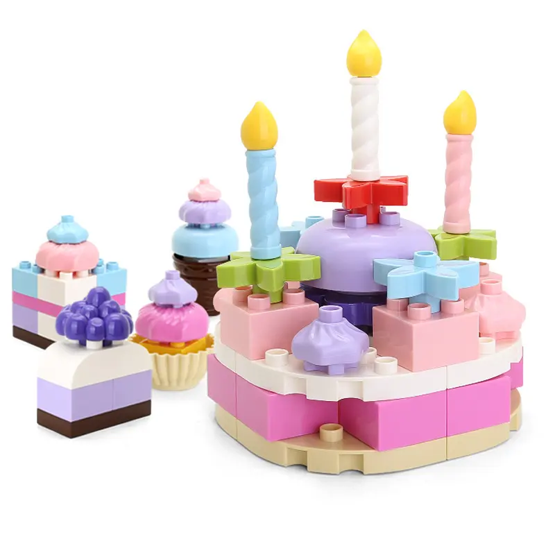 Educatieve Vroege Kinderjaren Groot-Deeltje Plastic Kinderverjaardagstaart Model Bouwsteen Speelgoed