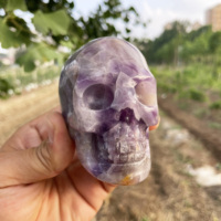 Crâne en Pierre Naturelle Mystique Sculpté en Améthyste Violette Époustouflante – Décoration Énergétique Reiki pour la Méditation