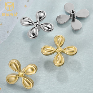 Furniture Handle Four Leaf Clover Shape Brass Drawer Wardrobe Knob Gold Silver Minimalist Design - Product Image 2