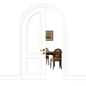 DEMEA Luxuriöse Emaille Weiße Französische Bogen-Thermisch Getrennte Isolierte Holz-Doppeltür Doppelt Gehärtete Innentür Modern - Product Image 3