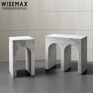 WISEMAX FURNITURE Luxury Living Room Furniture Movable Marble Sofa Side Table Small Tea Table marble coffee table for Home