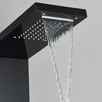 Système de Douche SUS304 Grand Succès Salle de Bain Acier Inoxydable Panneaux de Douche Cascade LED Colonne de Douche Murale Noire