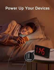 Reloj <span class=keywords><strong>Despertador</strong></span> Digital con 3 Niveles de Brillo, Pantalla LED Clara, Cargador USB, Volumen <span class=keywords><strong>Progresivo</strong></span>, Función de Repetición de 9 Minutos, Formato 12/24H - Product Image 5