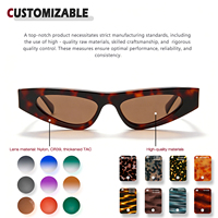 Lunettes de soleil Benyi personnalisées avec logo, monture étroite œil de chat en acétate, tendance écaille de tortue, protection UV400