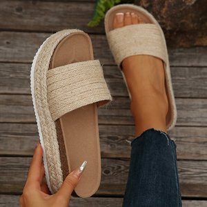 <span class=keywords><strong>Sandali</strong></span> bassi estivi da donna <span class=keywords><strong>con</strong></span> plateau in <span class=keywords><strong>corda</strong></span> di canapa pantofole alla moda <span class=keywords><strong>con</strong></span> suola spessa - Product Image 2