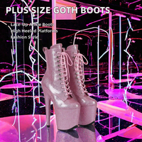 Chaussures de pole dance à lacets en dentelle rose scintillante de 20 cm (8 pouces) - Talons de strip-teaseuse pour spectacle de nuit en boîte de nuit - Danseuse exotique