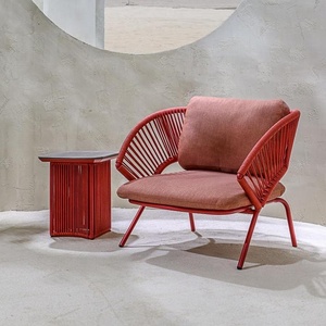 Mobilier d'extérieur au design moderne Foshan Chaises de <span class=keywords><strong>jardin</strong></span> bleu royal avec cadre en aluminium et corde à tricoter de <span class=keywords><strong>luxe</strong></span> pour villa - Product Image 3