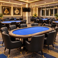 Table de poker moderne pliable personnalisable avec bandes lumineuses intérieures et extérieures, pieds en bois et métal, pour divertissement et jeux de hasard