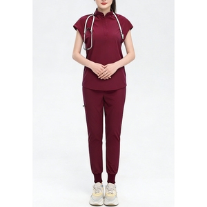 Tenue médicale à col mandarin personnalisable avec LOGO – Ensemble 2 pièces pour professionnels de la santé (femmes et hommes) – Sehe Fashion - Product Image 4