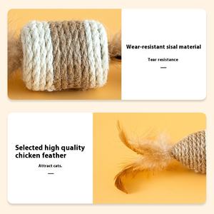 Nouvelle boule de sisal de jouet de chat écologique avec le son d'auto-meulage de plume pour des chatons - Product Image 3