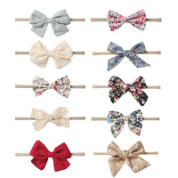 Bandeaux en Nylon avec imprimé floral pour bébés filles, accessoires de couvre-chef, en tissu, élastique, à nœud papillon, nouveau, lot de 10 pièces,