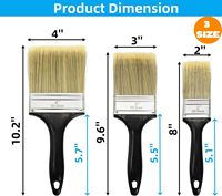 Pinceaux pour mur, pinceau plat pour peintures à l'huile au latex avec manche en plastique traité poils épais et doux, outil de brosse pour teinture de bois à copeaux