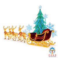 Lanterne de Noël en soie artisanale en forme de renne et de traîneau, décoration festive extérieure géante, illuminée par LED, pour une présentation de vacances éclatante