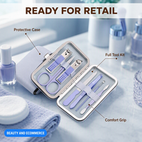 Ensemble de manucure et pédicure 7 en 1 en acier inoxydable, kit de soin des ongles avec étui de voyage
