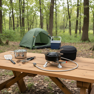 Réchaud à <span class=keywords><strong>gaz</strong></span> pliable en acier ultra-léger et portable pour le <span class=keywords><strong>camping</strong></span> et les pique-niques en plein air. Réchaud à <span class=keywords><strong>gaz</strong></span> butane durable à brûleur unique. - Product Image 5