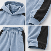 Ensemble de survêtement Y2K pour homme, imprimé, délavé à l'acide, avec sweat à capuche et pantalon de survêtement à jambes larges, coupe oversize, décontracté