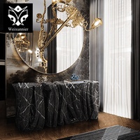 Prix de gros Élégant Design artistique Bois Massif Métal Or Table Console Entrée Luxe