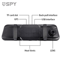 Caméra embarquée DVR miroir pour véhicule SPY, moniteur Full HD 1080P, double caméra pour tableau de bord de voiture