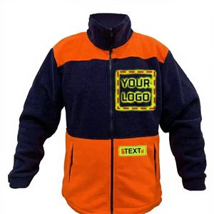 Sweat-shirt à capuche de sécurité en <span class=keywords><strong>polaire</strong></span> <span class=keywords><strong>polaire</strong></span> haute visibilité ANSI Classe 3 pour vêtements de travail - Logo personnalisé 2 tons orange/bleu marine - Product Image 2