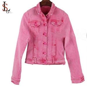 Proveedores Mayoristas de Chaquetas Vaqueras Rosas Personalizadas, Chaquetas de Mezclilla Casuales para Mujer - Product Image 1