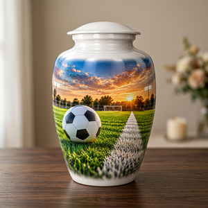 Urne funéraire en métal pour cendres humaines, adulte, commémorative, football, sport, design personnalisé, style américain, durable - Product Image 5