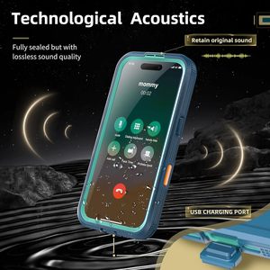 360 °   Защитный водонепроницаемый чехол для iPhone 16/16 Plus, полупрозрачный бирюзовый, с противоскользящим и удобным захватом, ударопрочный - Product Image 4