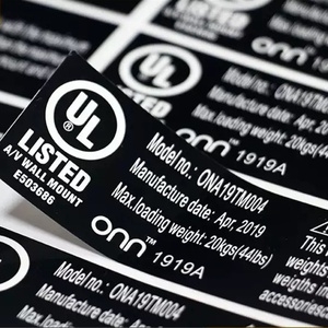 Tùy Chỉnh Màu Đen Bóng Pet Dính Thiết Bị Điện Tử Nhãn Sản Phẩm Không Thấm Nước Và Chống Xước Sticker - Product Image 1