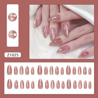 ABS French Design Press on Nails 24Pcs Faux Ongles ABS Amande Moyenne Presse sur Ongles Artificiels