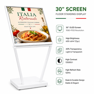30 Inch Transparent OLED Landscape Floor Standing Digital <b>Signage</b> Interactive Animation Advertising Screen Anti-Reflection - Product Image 3