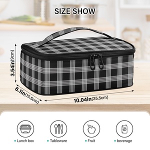 New Arrival Custom <b>Sublimation</b> Black Checked Print Insulated Thermal Cooler Lunch Bags for Girls Adults Food Delivery - Product Image 3