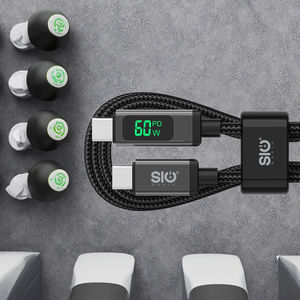 Nylon LED affichage numérique 5A câble de données PD charge rapide 60W Ttype-c chargeur d'ordinateur de téléphone portable en silicone pour les banques d'alimentation - Product Image 3