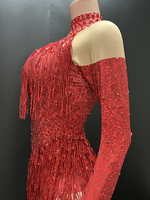 Novance Y4489 Vêtements pour femmes Robes d'été 2025 Tenues de scène à manches longues avec pompons pour la danse des filles