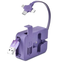 Cable de Carga Retráctil 3 en 1 con Logotipo OEM de Xinyaho, USB Tipo-C, Trenzado de PVC, Blindado, 1M 2.4A, para Teléfono/Computadora/Cámara