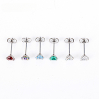 Boucles d'oreilles clous en cuivre et zircon cubique colorées, bijoux de piercing tendance pour femmes, vente en gros personnalisée, fournisseur OEM, usine