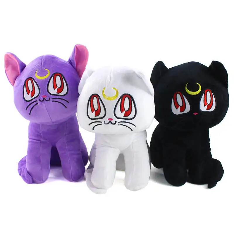 28cm Sailor Moon Animal Black White Purple Cat Toy Doll Plush Toy Animal