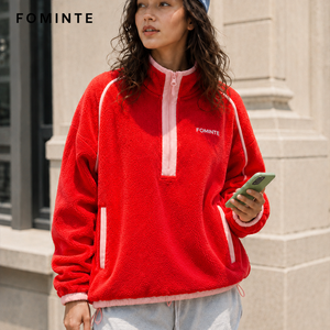 Veste en polaire Sherpa personnalisée pour <span class=keywords><strong>femme</strong></span>, pull à quart de zip, sweat-shirt Teddy oversize, <span class=keywords><strong>manteau</strong></span> décontracté chaud d'<span class=keywords><strong>hiver</strong></span> avec poches - Product Image 6