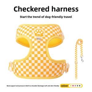 Harnais et laisse anti-évasion pour petit chien à carreaux, pour la <span class=keywords><strong>marche</strong></span>, avec accessoires de collier de luxe - Product Image 1