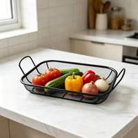 Panier de service rectangulaire en fil de fer, panier de rangement de bureau antiadhésif pour cuisine et salon