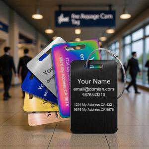 Etiquetas de Equipaje de Metal Personalizadas al por Mayor para Bolsos y Maletas, Etiquetas de Equipaje para Viajes y Negocios con Logotipo Personalizable - Product Image 1