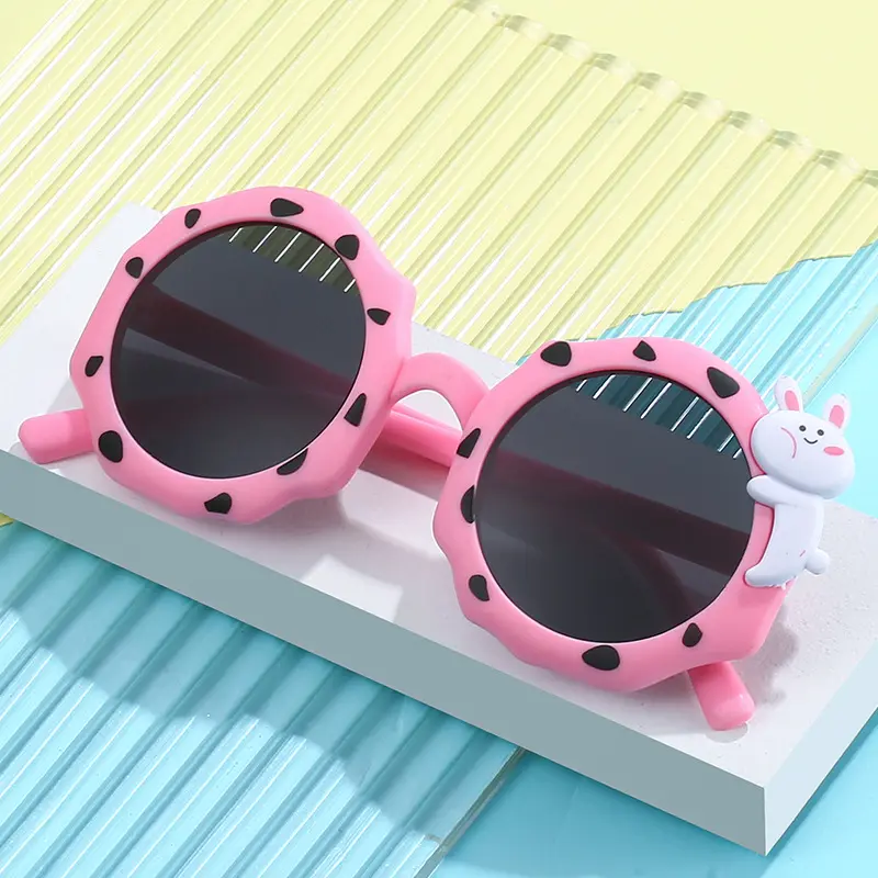 2023 Trend Baby Color Party Pink Sunglasses Uv400 Funny Round Kids Sunglasses Cartoon Bear Shape Girls Boy