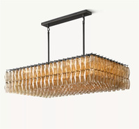 Lustre suspendu en verre ambré américain personnalisé pour table à manger, îlot de cuisine, villa, hôtel, bar, décoration