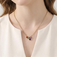 Collier avec pendentif en pierre précieuse personnalisé en acier inoxydable imperméable ZG avec placage or PVD