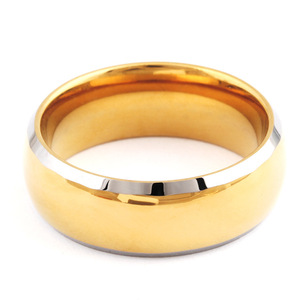 แหวนสแตนเลสสตีลสองสี 18K ทอง 8 มม. สำหรับผู้ชาย สวมใส่ได้ทุกวัน ดีไซน์เรขาคณิต - Product Image 4