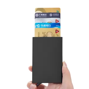 Carteira minimalista de metal rfid, carteira de porta-cartão de crédito de alumínio com mangas de nome personalizadas