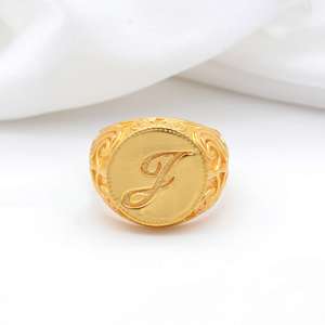 Initial J Signet <b>Brass</b> Ring 18k Gold Plated Alphabet Custom <b>Letter</b> Wholesale Ring For Men - Product Image 6