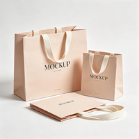 Sac cadeau rose écologique avec poignée en corde de coton, livraison express 72H, sac de shopping en papier imperméable