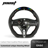 Volant en fibre de carbone avec LED intégrées sur mesure pour Maserati Quattroporte Levante Ghibli S GT 2014-2024, amélioration de l'intérieur sportif