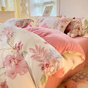 Housse de <span class=keywords><strong>couette</strong></span> en <span class=keywords><strong>polaire</strong></span> corail épaisse pour l'hiver, <span class=keywords><strong>double</strong></span> <span class=keywords><strong>face</strong></span>, <span class=keywords><strong>polaire</strong></span> moelleux, ensemble de quatre pièces, drap de lit <span class=keywords><strong>double</strong></span>, drap housse, <span class=keywords><strong>couette</strong></span> - Product Image 2