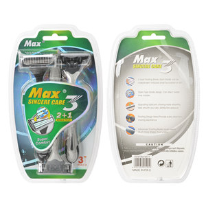 Max 3 katmanlı bıçak tıraş makinesi İsveç paslanmaz çelik bıçak jilet adam için yağlayıcı şerit ile paket başına 3 adet - Product Image 6